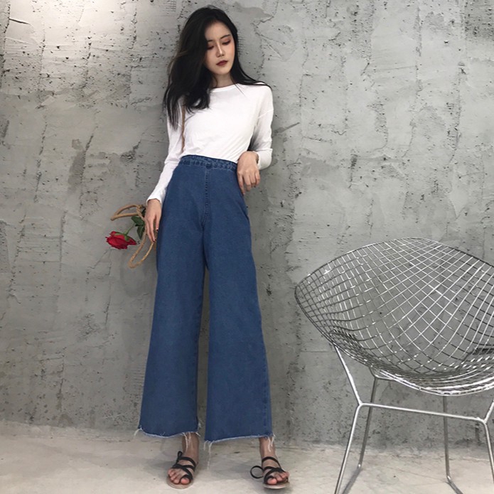 Quần jeans nữ ống rộng lưng cao | BigBuy360 - bigbuy360.vn