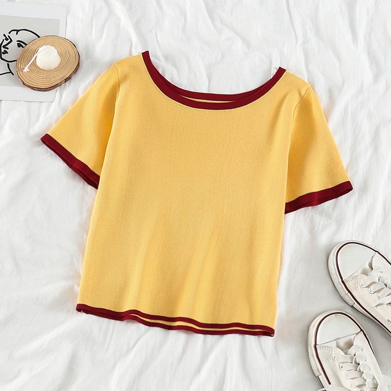 NUZIRO Áo croptop  dệt kim thiết kế đơn giản dễ phối đồ cho nữ