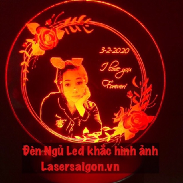 Đèn Led 3d Khắc Hình Ảnh Nội Dung Theo Yêu Cầu - 7-16 màu tự động