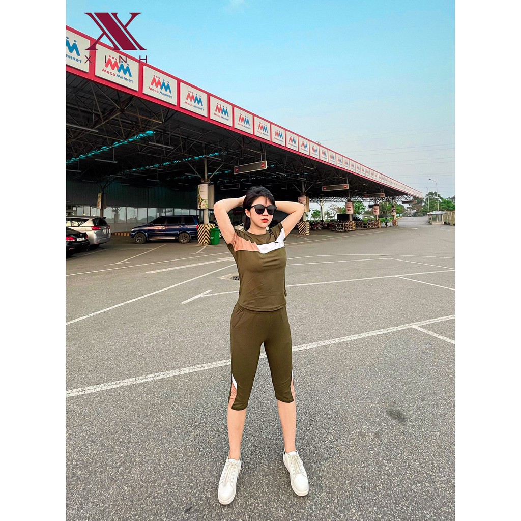 Bộ cotton siêu mềm mịn dáng thể thao lửng hãng Xinh X375