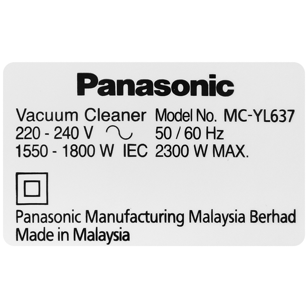 [Mã ELHA10 giảm 6% đơn 5TR] Máy hút bụi công nghiệp Panasonic MC-YL637SN49 công suất 2300W - Chính hãng BH 12 tháng