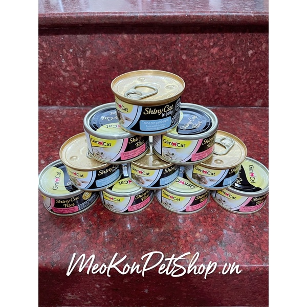 Pate lon thức ăn cho mèo Gimcat Shiny Cat Filet lon 70 gr đủ vị