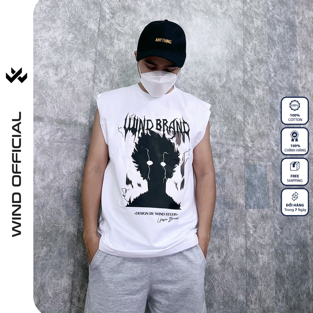 Áo thun ba lỗ form rộng WIND unisex sát nách Anime tanktop thời trang nam nữ oversize