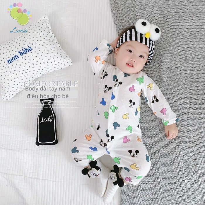 Bộ Body Dài Tay Nằm Điều Hoà Vải Thông Hơi Mỏng Mát Cho Bé Trai, Bé Gái Hè Thu 𝟎𝟑𝐁𝐃𝐃