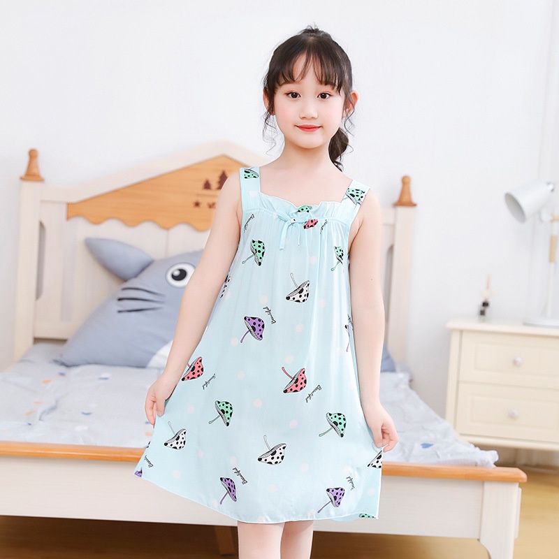 Đồ ngủ Cotton Lụa Mỏng Hai Dây Dành Cho Bé Gái
