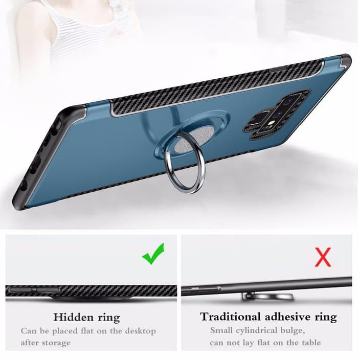 Ốp Điện Thoại Cứng Kiểu Giáp Chống Sốc Kèm Giá Đỡ Nhẫn Từ Tính Cho Samsung Galaxy Note 9 6.4 Inch