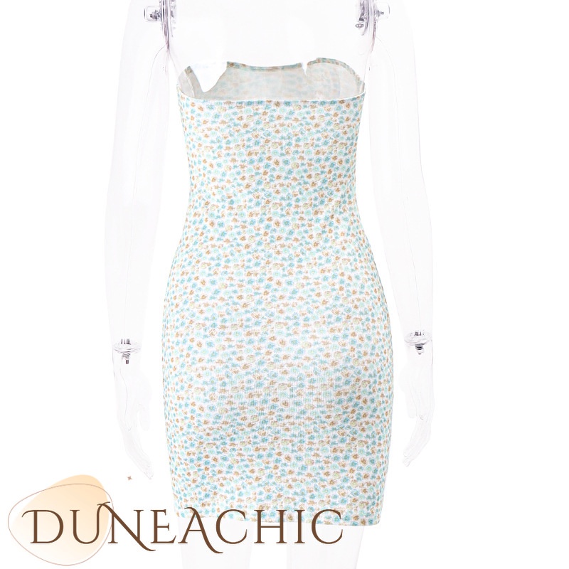DUNEA Đầm không dây dáng ôm in hoa quyến rũ thời trang dành cho nữ