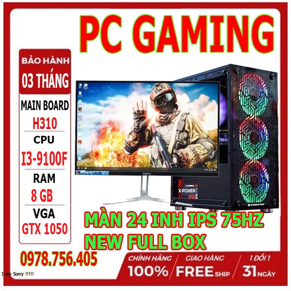 PC GAMING BỘ MÁY TÍNH ĐỂ BÀN I3 9100F MÀN 24INH IPS 75HZ NEW | BigBuy360 - bigbuy360.vn