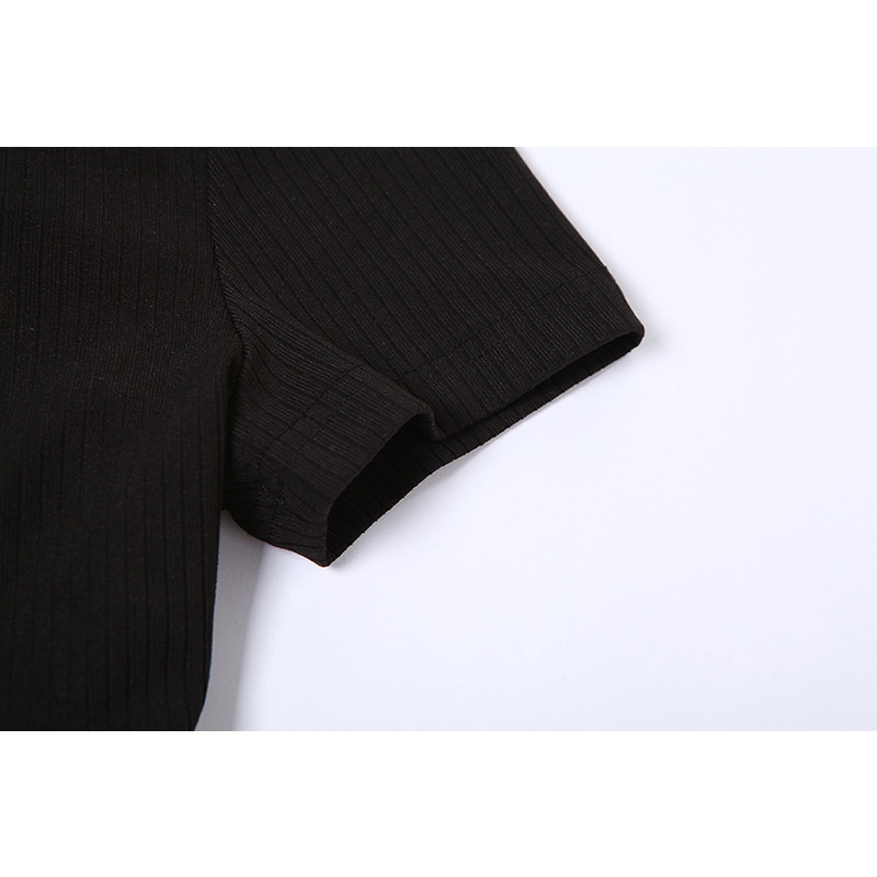 Đầm Tay Ngắn Phối Nút Và Dây Xích Thời Trang Cho Nữ