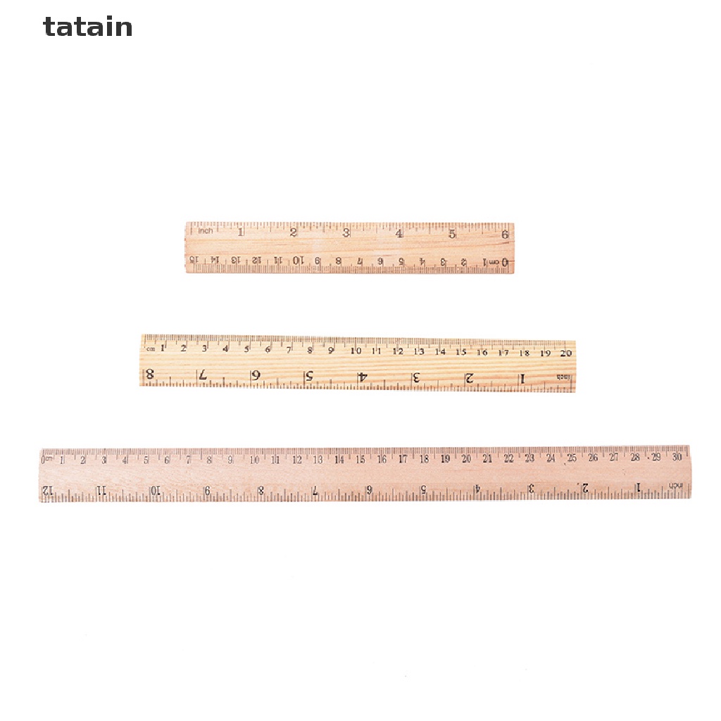 [TAT]  Double Side Wooden Ruler Wood Carpenter Inch Scales &amp; Metric Scales Tools 1pc CVX
