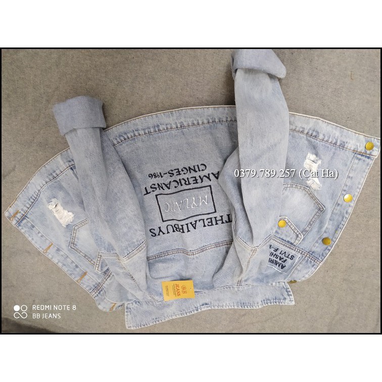 Aó khoác jean nữ xám xanh như hình form dưới 58Kg Mylanic 2 BB31