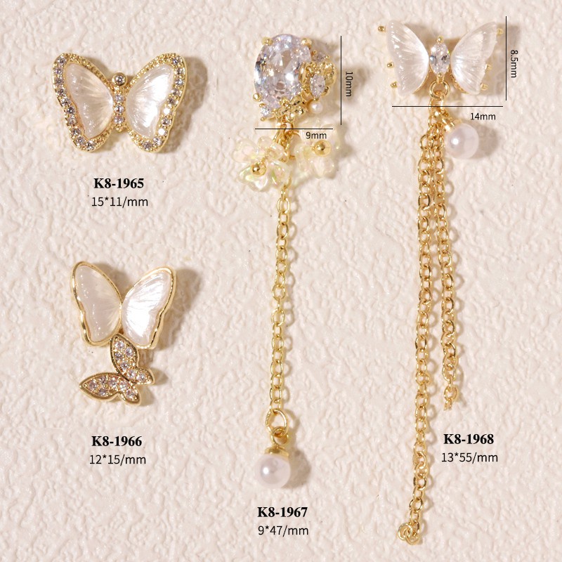 Set 2 Phụ Kiện Trang Trí Móng Tay Nghệ Thuật Hình Hoa Bướm 3D 2021#