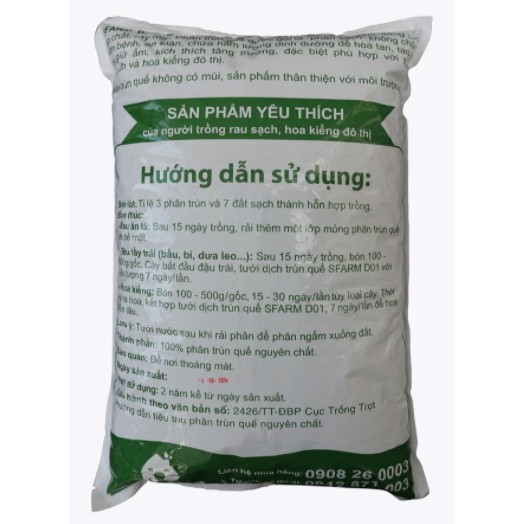 Phân Trùn Quế 2kg - Phân Trùn Quế Cao Cấp Pb01 SFARM Đặng Gia Trang Gói 2kg