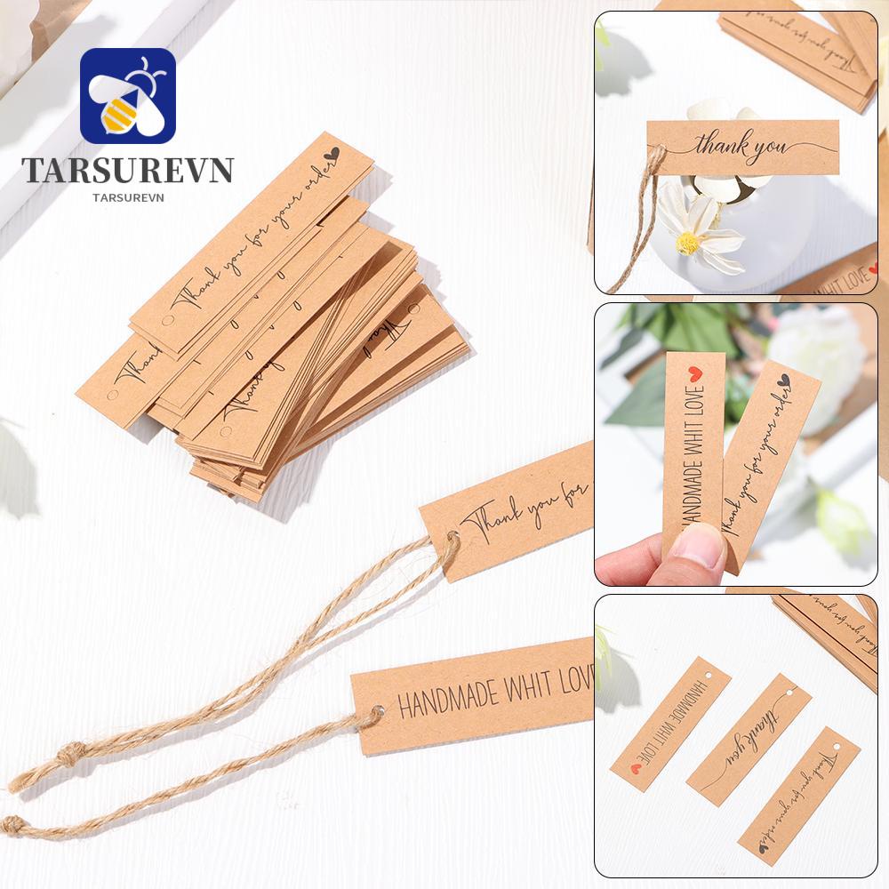 50/ 100 thẻ giấy kraft chữ Cảm ơn dây 10m treo trang trí quà