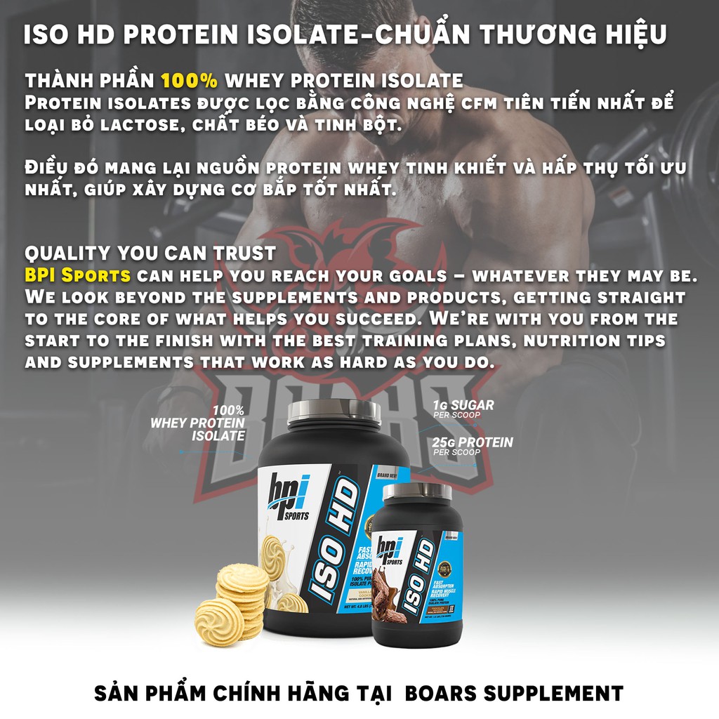 ISO HD 100% PURE ISOLATE PROTEIN - SỮA WHEY HỖ TRỢ TĂNG CƠ BẮP (5 LBS)
