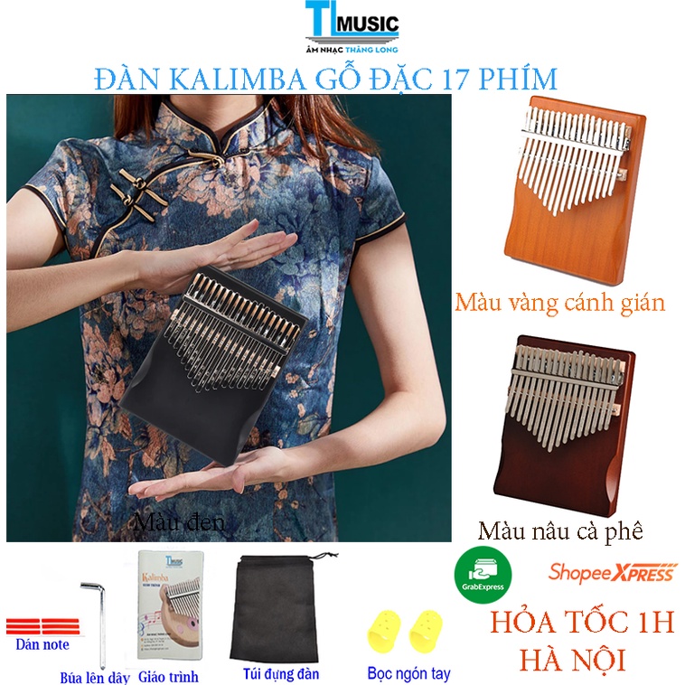 KA04 Đàn Kalimba 17 Phím - Đàn Kalimba Thumbs Piano Sử Dụng Ngón Tay TẶNG KÈM Búa Chỉnh Âm, Giấy Dán Nốt, Túi đựng..