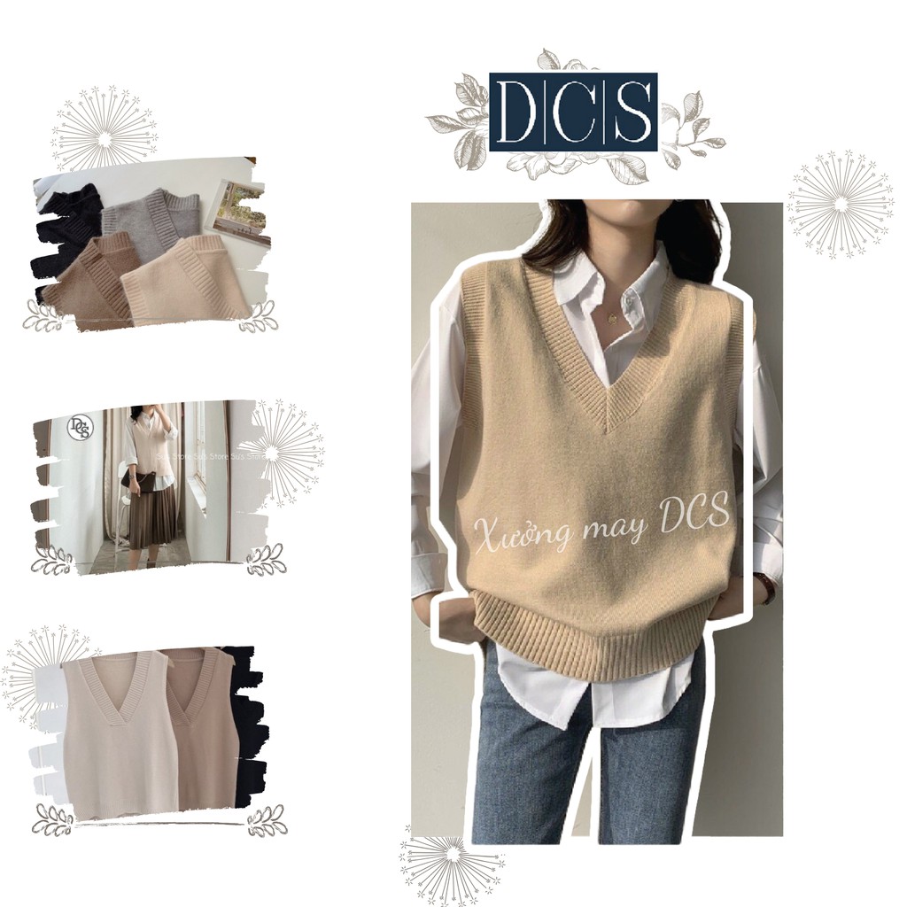 Áo Gile Len Nữ Mỏng Cổ Tim Xẻ Tà 2 Bên Phong Cách Ulzzang Hàn Quốc Chất Đẹp Thời Trang Thu Đông Xưởng May DCS