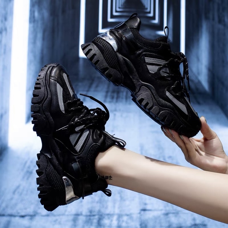 Giày Thể Thao Sneaker Nữ Gót Bạc Có Phản Quang