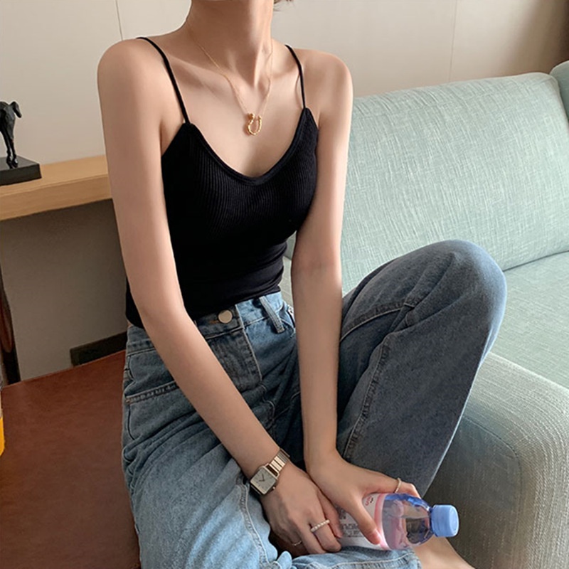 Áo hai dây SUXI có mút đệm ngực màu trơn thời trang xuân hè cho nữ