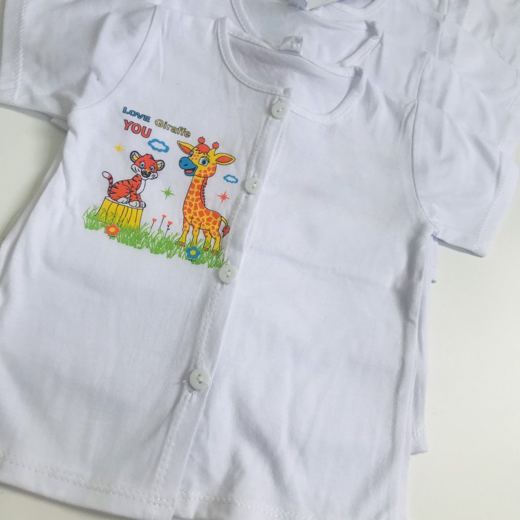 Set 5 áo sơ sinh tay ngắn trắng cài giữa cho bé
