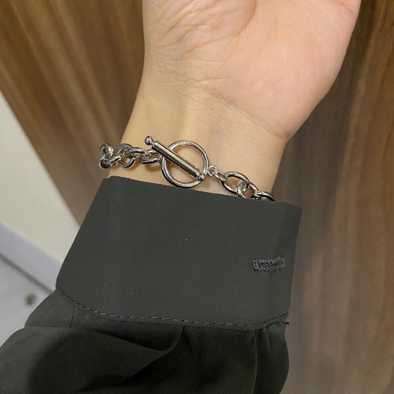 Vòng tay khóa OT phong cách punk đường phố thời trang Hàn Nhật cho cặp đôi 191165