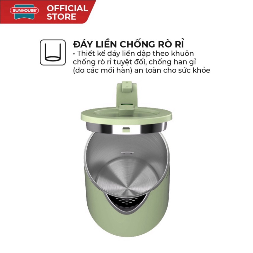 Ấm Siêu Tốc Inox 2 Lớp SUNHOUSE SHD1353 Dung Tích 1.8L chính hãng