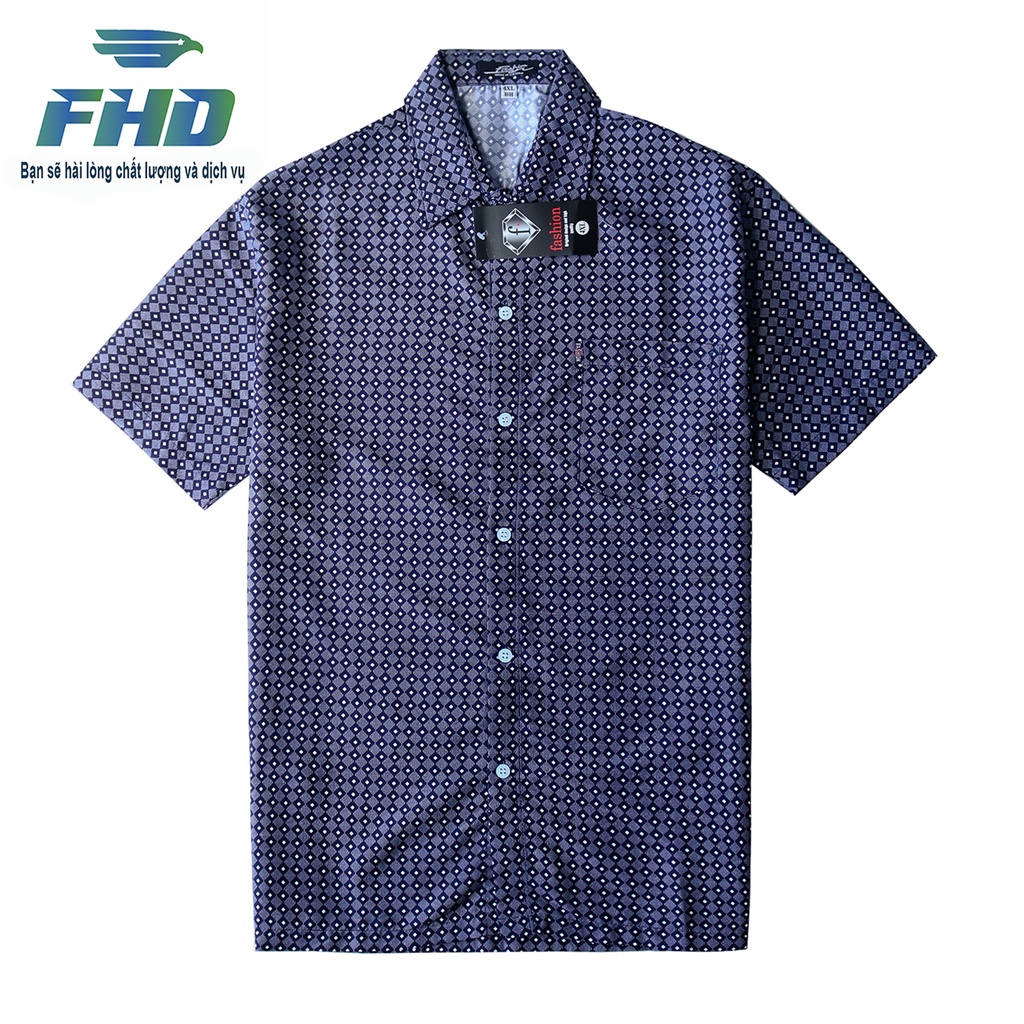 Áo sơ mi nam kate trung niên tay ngắn vải mềm mịn bền màu có size dành cho người 90kg FHDA011