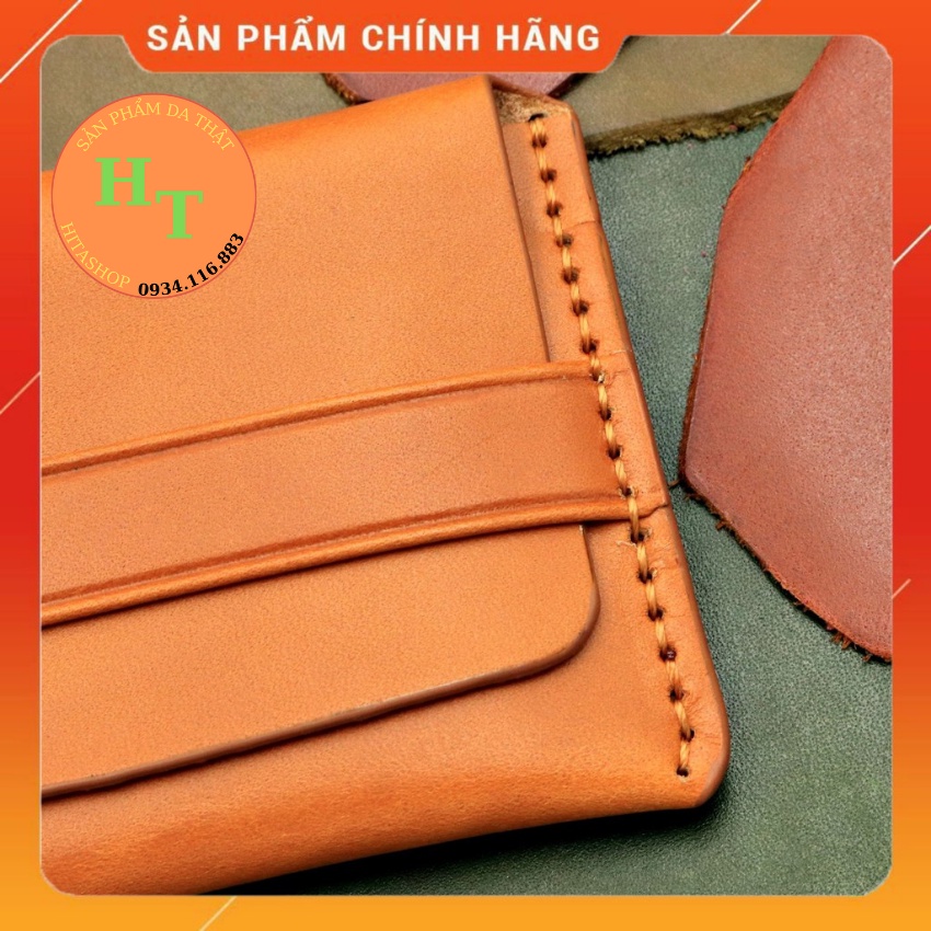 Ví Đựng Card Cao Cấp Da Pullup - Cam Kết 100% Da Bò Thật - Màu Vàng Bò Hàng Chính Hãng Thương Hiệu Hima Leather C01