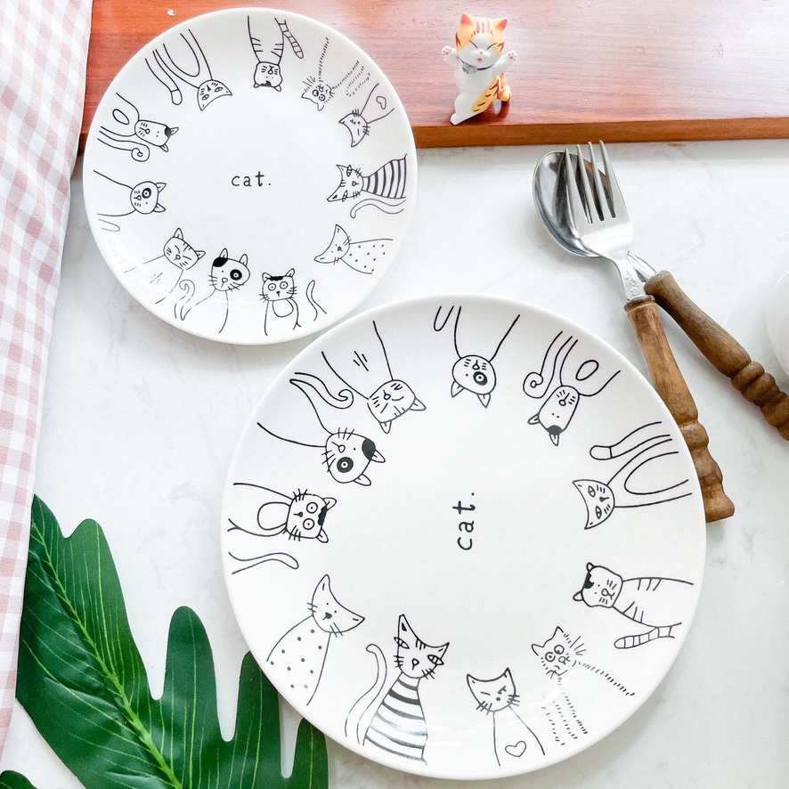 Dĩa tròn viền hình MÈO Cat dễ thương