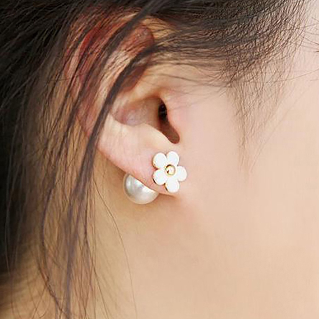 Đôi bông tai họa tiết hoa và ngọc trai thời trang cho nữ