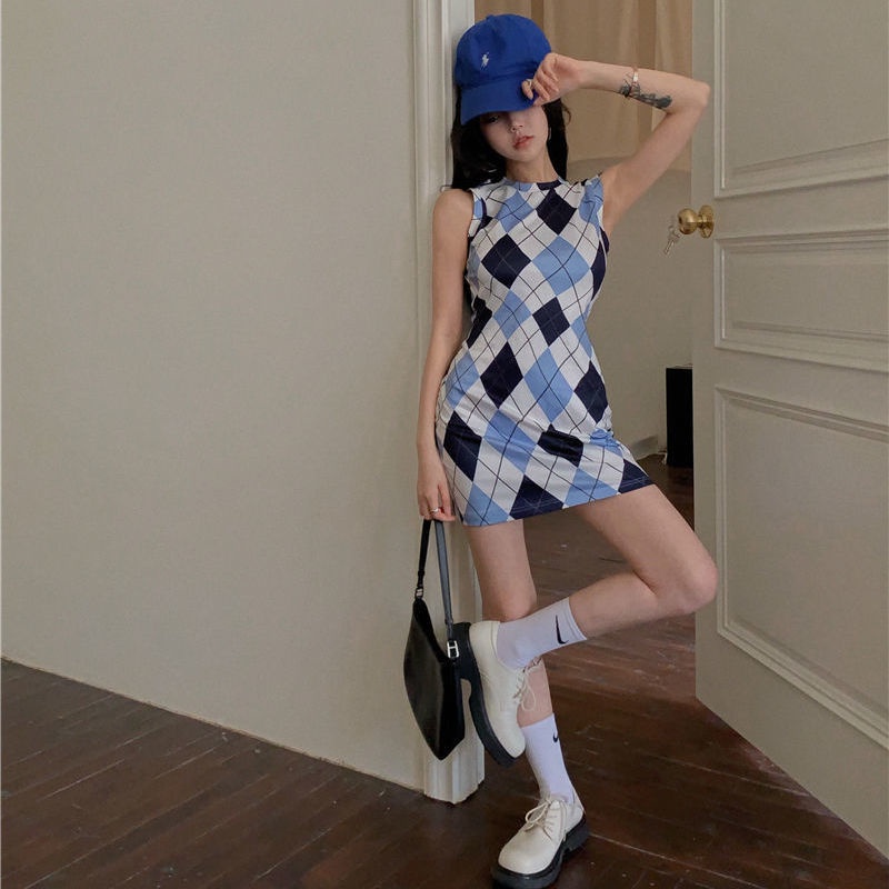 【F&amp;X】Đầm nữ sát nách cổ polo phong cách retro mùa hè mới 2021