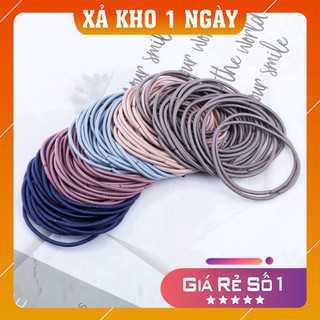 Dây thun buộc tóc 💕FREESHIP💕 Set 100 dây chun buộc tóc nữ giá sỉ, dây thun buộc tóc sắc màu kèm túi zip