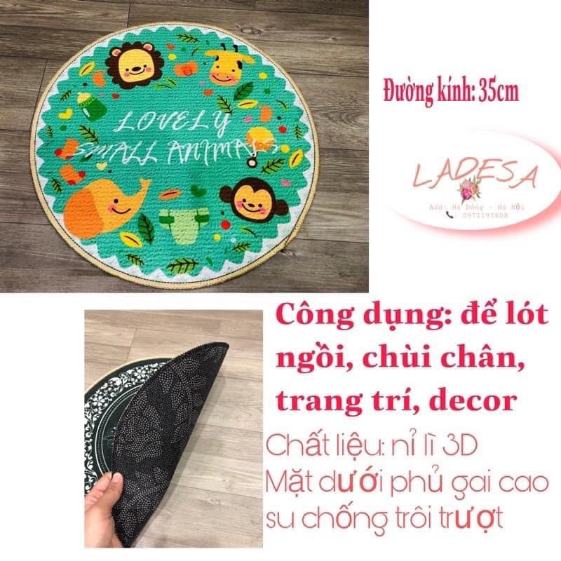 Thảm lì bali hình tròn dùng để lót ngồi, chùi chân, decor phòng đường kính 35cm