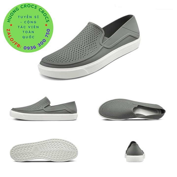 GIÀY NHỰA CROS CITILANE ROKA SLIP ON CHO NAM MÀU XÁM XUẤT XỊN FULL BOX