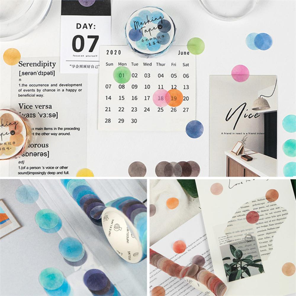 Cuộn 100 Băng Dính Washi Cứng Màu Kẹo Dùng Trang Trí Ảnh DIY E9H2