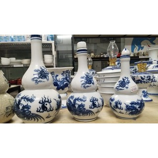 Nậm đựng rượu Bát tràng men lam,men rạn