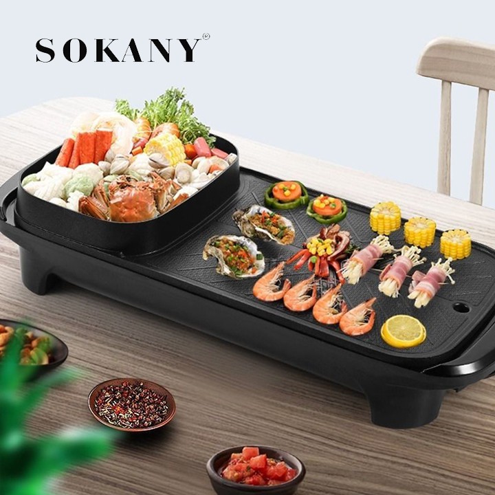 Bếp Lẩu Nướng Gia Đình 2 Ngăn Tiện Dụng SOKANY