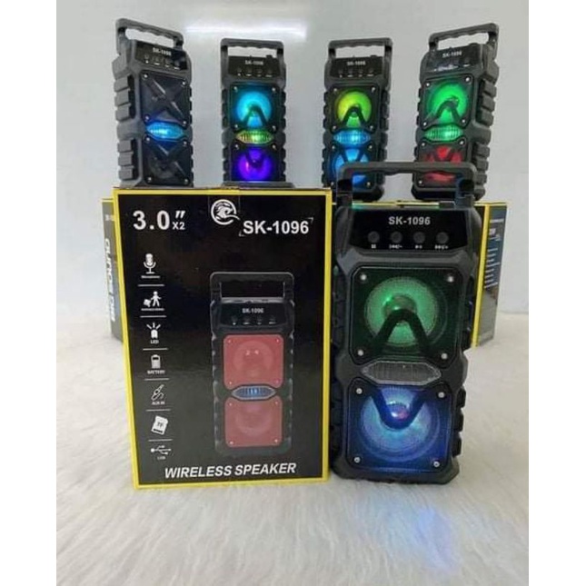 🌈 LOA KÈM MIC SK 1096 . QUÁ ĐẸP - QUÁ HAY. Loa di động SK-1096 Bluetooth Karaoke có giá đỡ điện thoại kèm mic há
