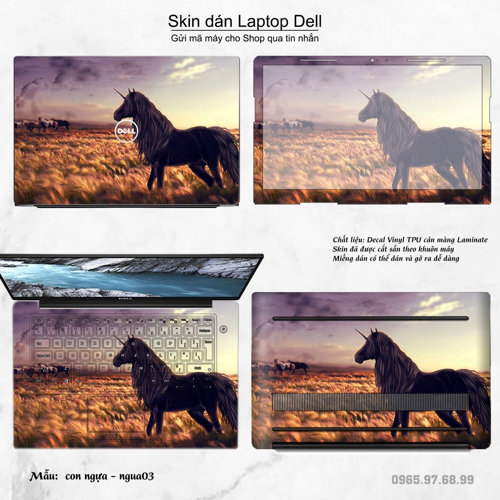 Skin dán Laptop Dell in hình Con ngựa (inbox mã máy cho Shop)