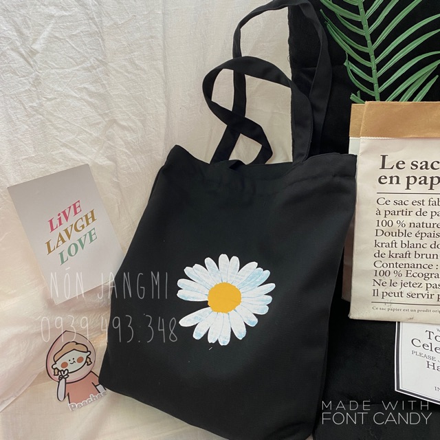 Túi Tote Vải Canvas Cúc Hoạ Mi ( Hình Shop Tự Chụp )