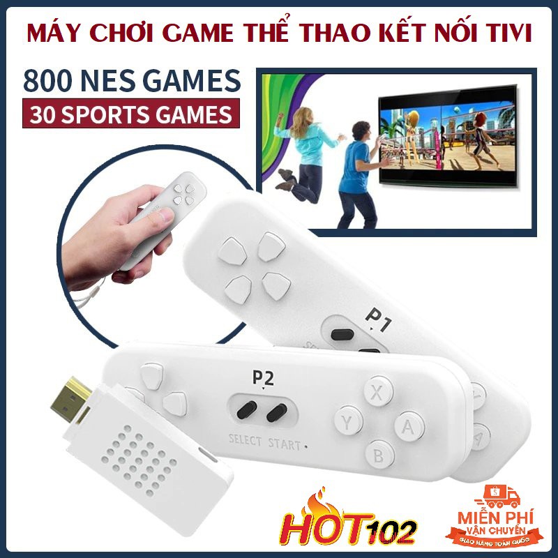 Máy chơi gamer Stick Game 4k không dây kết nối tivi có 800 game, Game thể thao tại nhà 2 người chơi