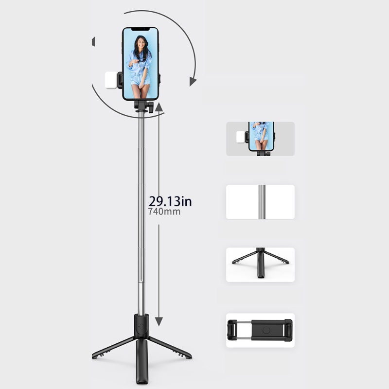 Gậy Selfie Không Dây Có Thể Gập Lại Có Đèn Tự Sướng Cho Điện Thoại Ios Android