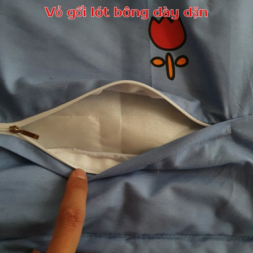 Vỏ gối cotton 100% - 1 cái 45x65cm, áo gối khóa kéo, có lót bông mềm | BigBuy360 - bigbuy360.vn