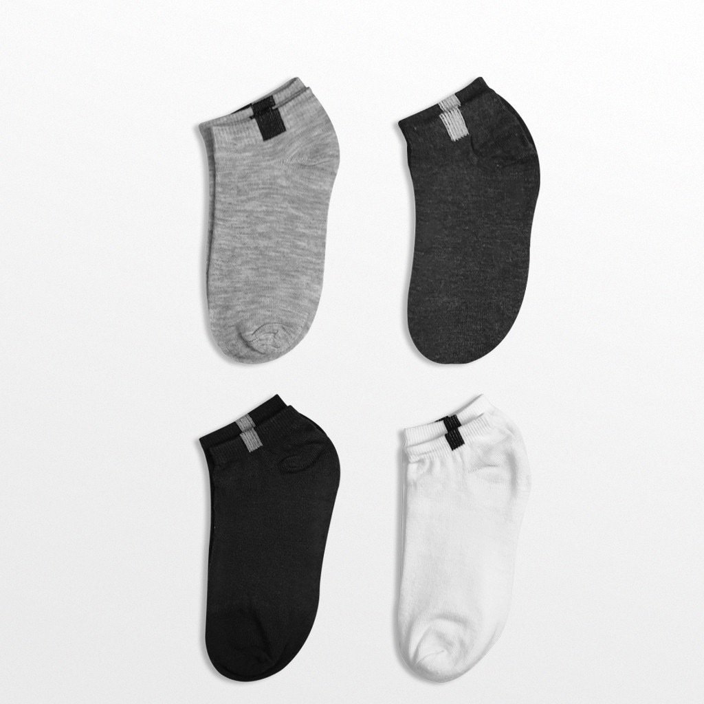 Tất ngắn nam nữ, Vớ thấp cổ 4 màu trơn chống hôi chân