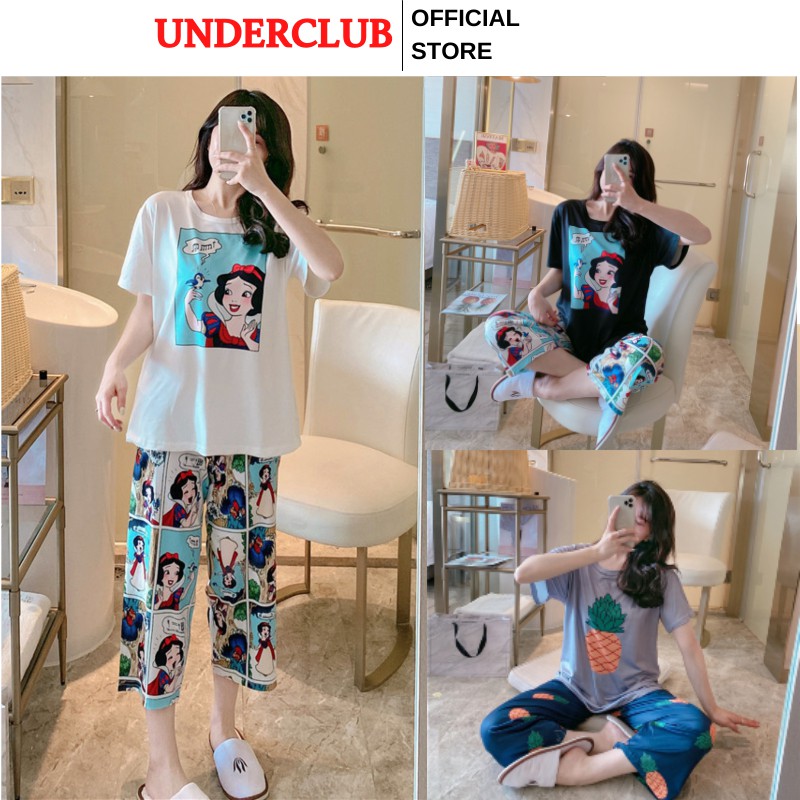 Đồ ngủ nữ cute quần lửng LAMODE, bộ mặc nhà nữ mùa hè quần lửng chất cotton mỏng thoáng mát