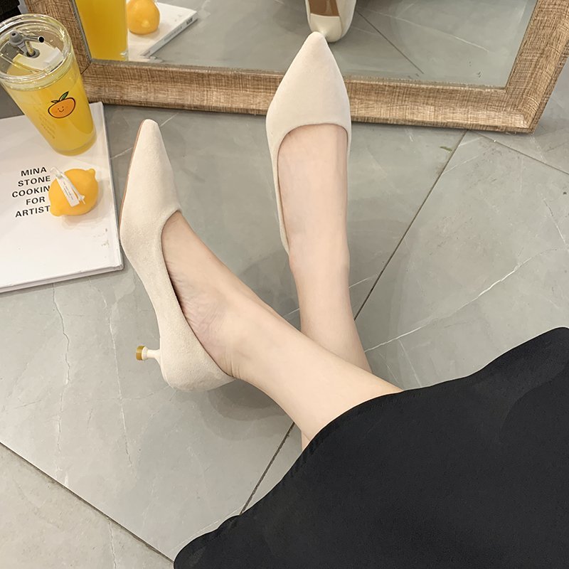 Giày Nhung Gót Thấp Thời Trang Công Sở Thanh Lịch Cho Nữ