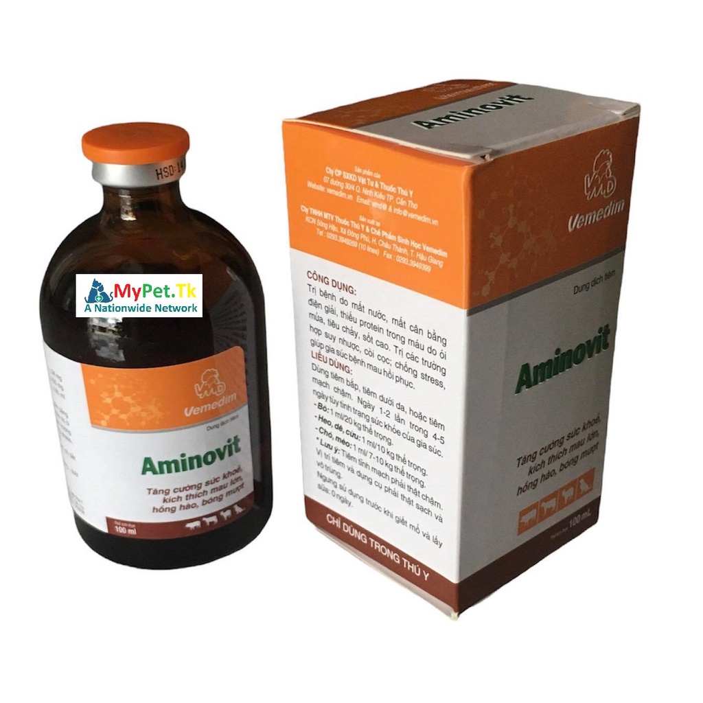Vemedim Aminovit tăng cường sức khoẻ, kích thích mau lớn, hồng hào bóng mượt da lông vật nuôi
