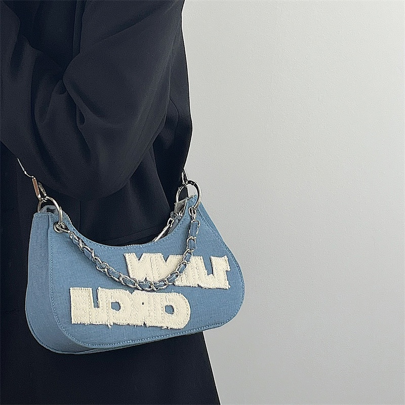 Túi Đeo Chéo denim yuanbao Thêu Họa Tiết Mới 2022 Gylb1622