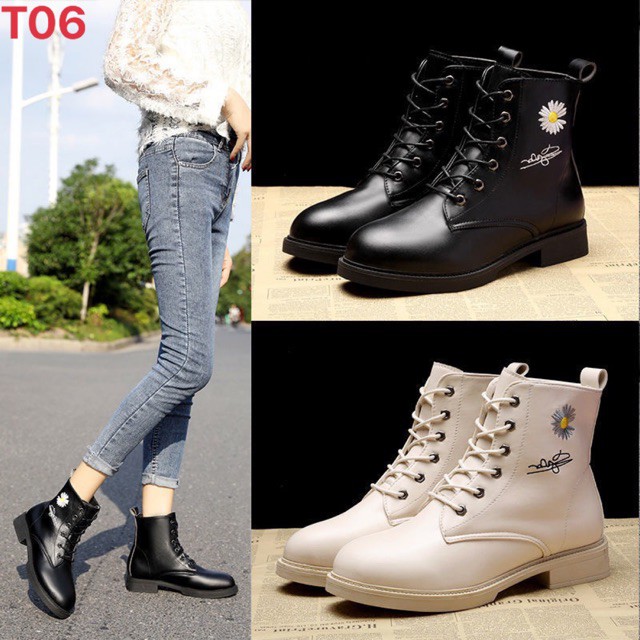 Bum Shoes - Boot da thêu hoa cúc | BigBuy360 - bigbuy360.vn
