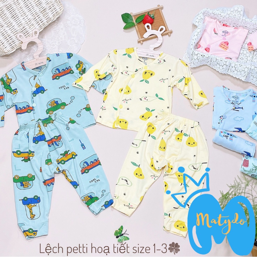 Quần áo sơ sinh bé trai bé gái mùa hè thu giá rẻ đồ sơ sinh cho bé Leekid màu họa tiết chéo pha cúc xà cừ SS33